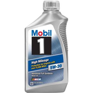 imageMobil 1 High Mileage Full Synthetic Motor Oil 5W30 6Pack of 1 quarts1 Quart